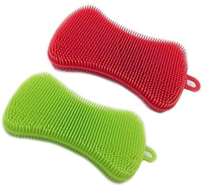 Cuhostki 2pcs Silicone Dish Brush Red Green - Multi-Purpose Kitchen Tool