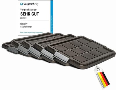 Novaliv 5x vervangingsdeksels 27 liter met clipsluiting 46,5x36,5 cm antraciet