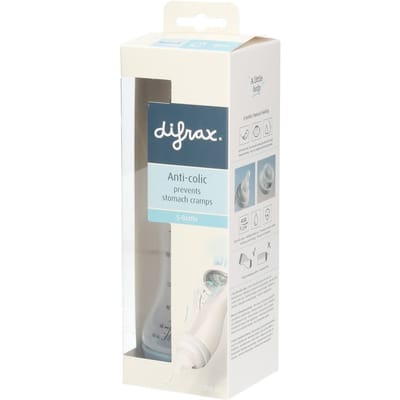 Difrax Babyfles Natural - 250 ml - Grijs - 1 Stuk - S-fles - Anti Koliek