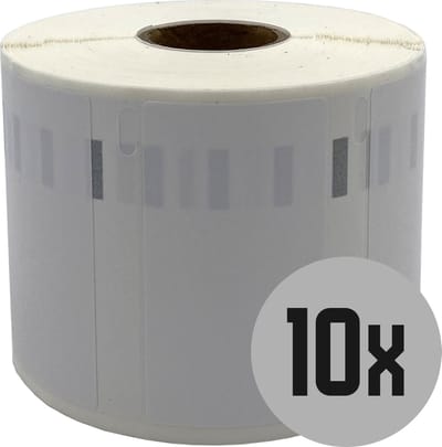DULA Dymo kompatible Etiketten, S0722540 11354, 57 x 32 mm, Weiß, Abnehmbar, 10 Rollen, 1000 Etiketten pro Rolle