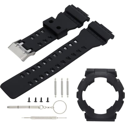 Siliconen Horlogeband Vervanging Polsband met Horlogekast Past Voor Casio GA110/100 black