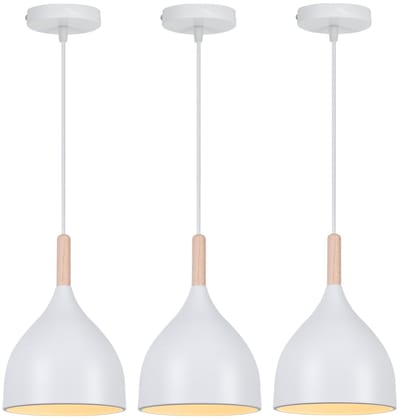 Set van 3 Hanglamp Modern E27 Kroonluchter Industrieel Slaapkamer Plafondlamp Wit