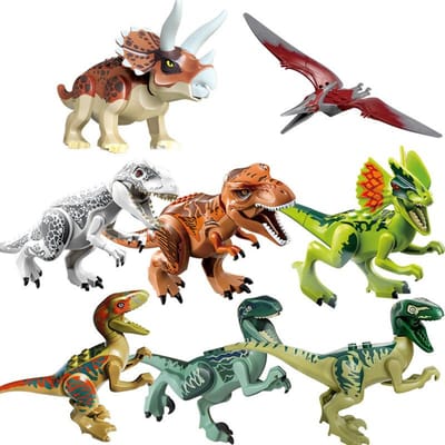 Ensemble de Briques de Construction Dinosaures Jurassiques, Modèle 3 World Park, T-Rex Blanc Dino Breakout, Mosasaure Vélociraptor Animal,