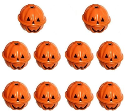 Dailygoods- Pompoenklokken Mini 10 Stuks - Halloween Decoratie - Oranje Klokken - Metalen Klokken - Vrolijke Geluiden - Schattige Pompoenvormen - Decoratiebel