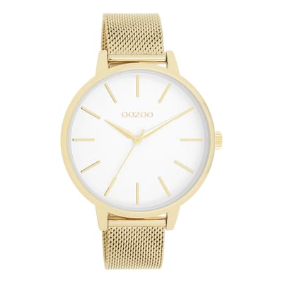 Goudkleurige OOZOO horloge met goudkleurige metalen mesh armband - C11363