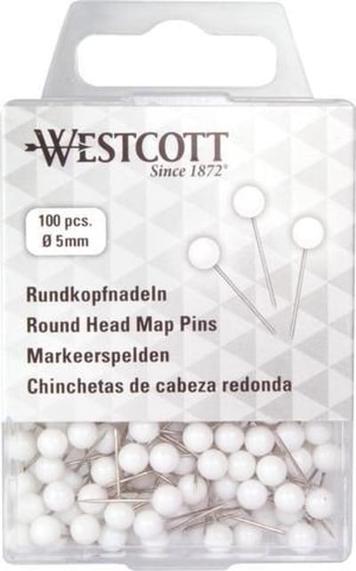Westcott markeerspelden - Ø5mm x 16mm - wit - 100 stuks - AC-E10501