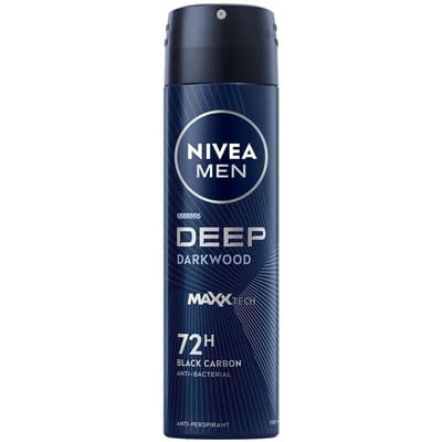 Nivea Men Deep Darkwood Antiperspirant Mannen Spray Met Kool 72H 150Ml