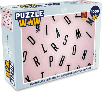 Puzzel Rommelige letters op een roze achtergrond - Legpuzzel - Puzzel 1000 stukjes volwassenen