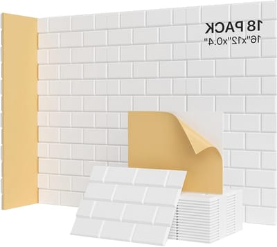 JGS Premium - Zelfklevende Geluidsisolerende Panelen 18 stuks - Geluidsabsorberend - Voor Studio / Thuis / Kantoren - Bakstenen Muurpanelen - Wit - Geluiddempend - 12" X 16" X 0.4"