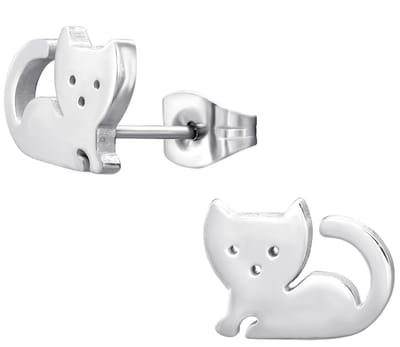 CS Joy - Kat poes oorbellen - Chirurgisch staal - 11 x 8 mm