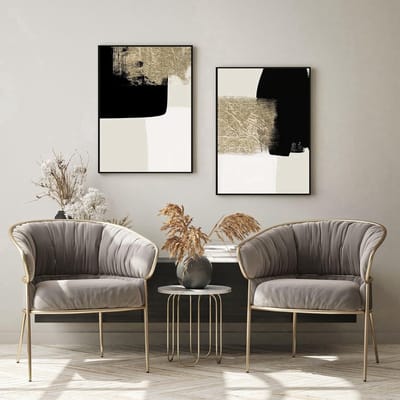 Geometrische Poster Set - Abstracte Kunst - Wanddecoratie Woonkamer - 3 Delige Set - 30 x 40 cm - Neutrale Kleuren