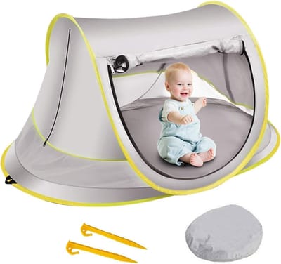 Lexium Strandtent baby - Zomeruitje - Baby zonnescherm - UV bescherming - Pop-up strandtent - Baby strandaccessoire - Vakantie met baby - Stranddag met kinderen - Baby schaduwdoek - Draagbare strandtent - Zonnescherm baby - Zandvrije speelplek - Baby