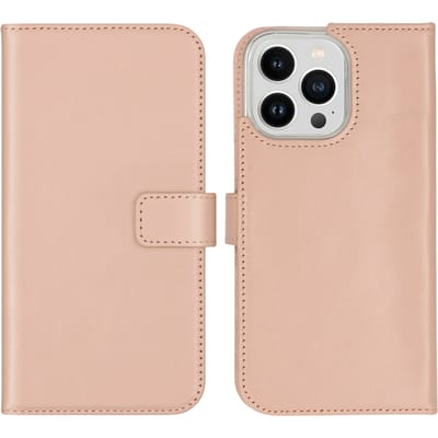 Selencia iPhone 14 Pro Max Leren Portemonnee Hoesje Roze