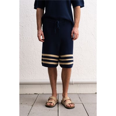 Heren Gestreepte Katoenen Jersey Shorts