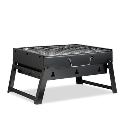 relaxdays draagbare barbecue camping - 4 personen - balkon BBQ - stalen rechthoekige grill