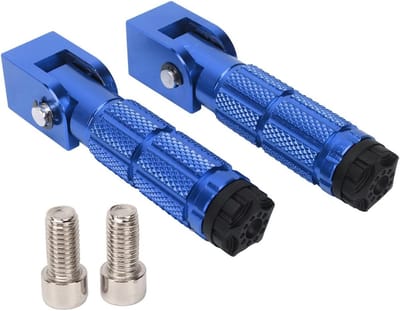 Voetsteunen Motorfiets - Opvouwbaar Pedaal - Passagiers Comfort - Antislip Aluminium - M8 Bouten - Blauw