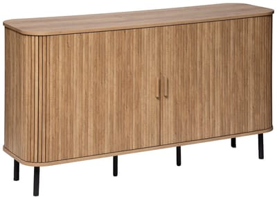 Luxe Dressoir Kasten Eiken - Dressoir Industrieel Slaapkamer (140 x 80,5 x 40cm) - Kast met Schuifdeuren - Industriële Opbergkast - Haltafel Industrieel Hout - Industriële Kast Hout met 2 Deuren - Opbergkaste met Deuren