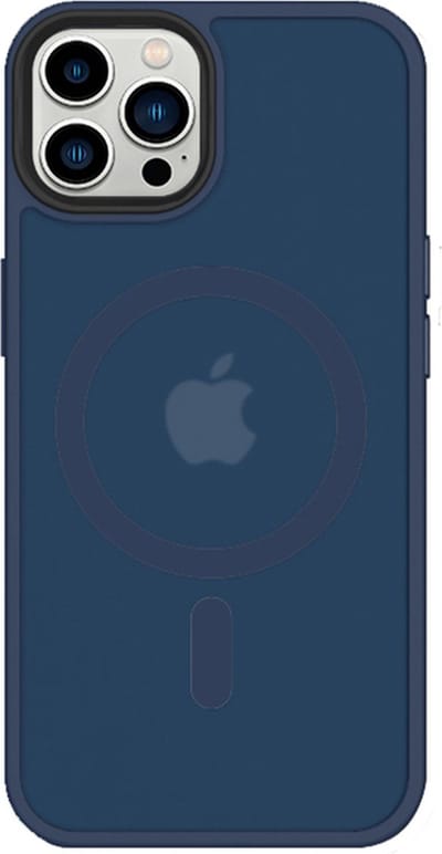 iDenn hoesje voor iPhone 14 Pro Mat Transparant Donker Blauw geschikt voor MagSafe