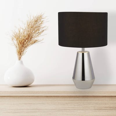 Searchlight Tafellamp Laynie, grijs/zwart, metaal/textiel, 24 cm, E14