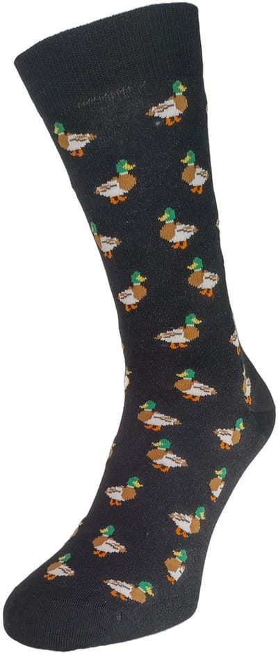 Bonnie Doon Ducks Socks met Ingebreide Eenden Zwart Vrolijke Dames Sokken maat 36/42 - Gladde Teennaad - Katoen - Word Je Vrolijk en Happy van - Cadeau sokken - Zachte Voorgewassen Katoen - OEKO-TEX gecerificeerd - Black - BT991141.101
