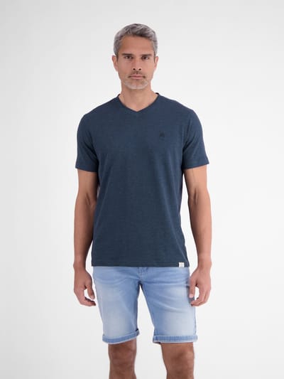 LERROS T-shirt van een mix van katoen en linnen met een moderne two-tone-look , Maat: S , Kleur: STORM BLUE , 73% katoen, 27% linnen