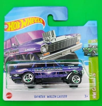 HOT WHEELS '64 NOVA WAGON GASSER PURPLE 145/250 1:64 HW GASSERS 2/5