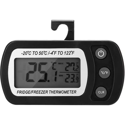 Keuken Grote LCD Koelkast Koelkast Vriezer Digitale Thermometer met Verstelbare Standaard Zwart zwart