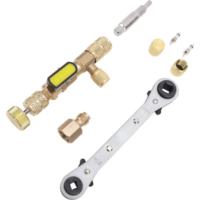 Outil Démonte-Obus de Valve avec Port Double Taille SAE 1 4in et 5 16in Outil Installateur Démonte-Obus de Valve pour R22 R12 R407 beige