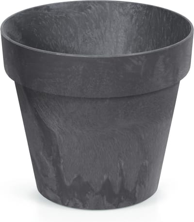 Prosperplast Bloempot/plantenpot - betonlook - antraciet - kunststof - Dia 14 cm - buiten/binnen