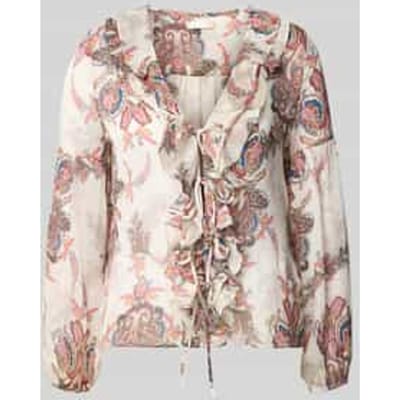 regular fit blouse met ruches model 'Emy'
