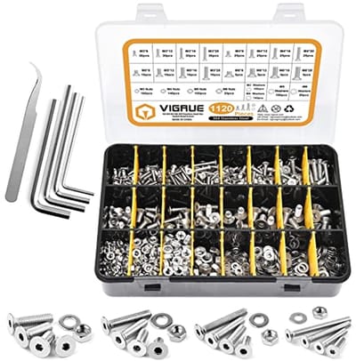 1120 Stuks Roestvrij Stalen Schroeven Set M3 M4 M5 M6 - Verzonken Kop Binnenzeskant Schroeven Assortiment