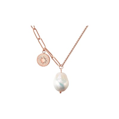 Valero Pearls damesketting roestvrijstalen zoetwaterparel One Size Rosékleurig 32018611