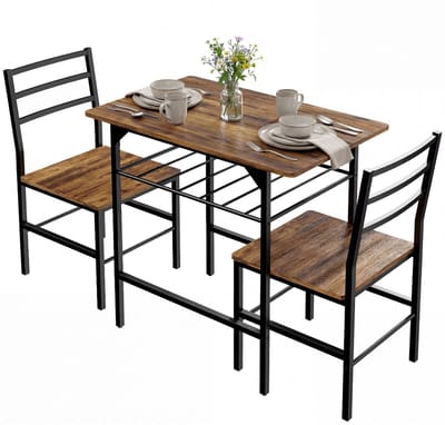 HOMCOM Eettafelset - Spaanplaat, Metaal - 80 x 50 x 78,8 cm - Rustiek Bruin