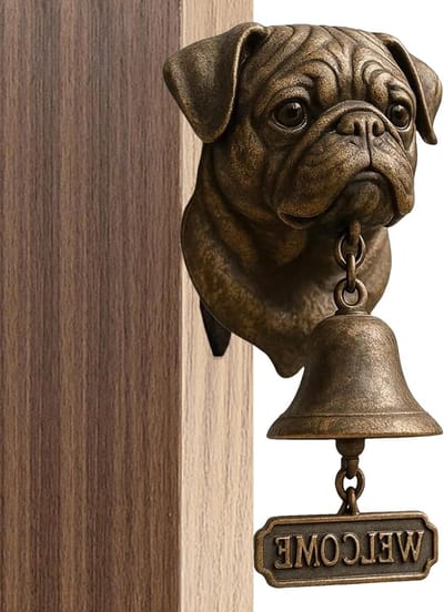 Winkeldeurbel Hond - Decoratieve bel - Entree versieren - Handgemaakt kunsthars - Niet gespecificeerd - Bronskleurig