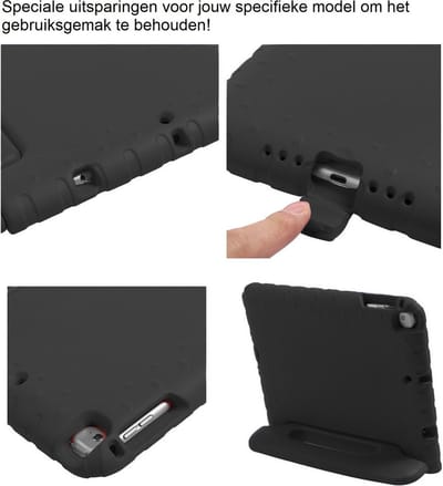 Hoesje - Geschikt voor Apple iPad 7 (2019) - 10.2 inch - 7e Generatie - Met Screenprotector - Kinderhoes - Shockproof Bumper - Kidsproof Case - Tablethoes - Kinder Hoes Cover - Zwart