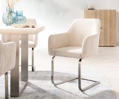Sledestoel Greg-Flex sledemodel vlak roestvrij staal koord beige pocketveer kern