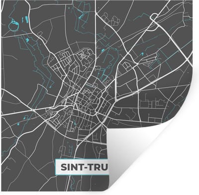 Muurstickers - Sticker Folie - Plattegrond – Sint Truiden – Blauw – Stadskaart - Kaart - 100x100 cm - Plakfolie - Muurstickers Kinderkamer - Zelfklevend Behang XXL - Zelfklevend behangpapier - Stickerfolie