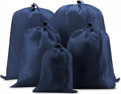 Famanu – Koffer Packbeutel Set 5-delig - reiszakken in verschillende maten - kofferorganizer ook voor rugzakken en tassen - waszak - opbergzak met trekkoord - Donker Blauw - Blauw