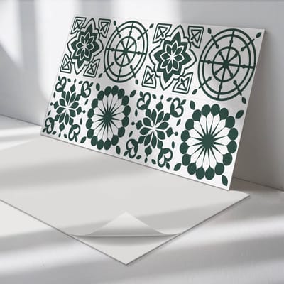 Wallfluent Vinyl Wandpaneel - Bloemen- en geometrische patronen Zelfklevend Wandpaneel - 100 cm x 50 cm - Groente PVC wandpaneel - Set van 1 - Rechthoekig Wandbekleding Vinyl - Patroon Wandpaneel - PVC Muurpaneel - Wandpaneel Keuken en Badkamer