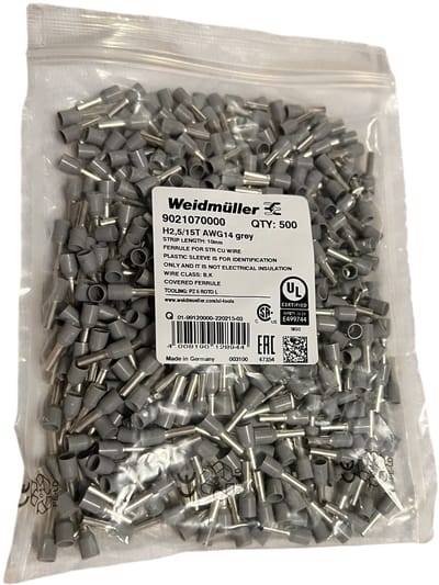 Weidmüller 9021070000 Adereindhulzen 2.5 mm² Deels geïsoleerd Grijs 500 stuk(s)