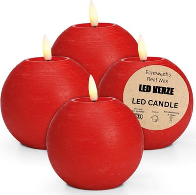 LED Waxen Kaarsen - Elektrische Vlam - Sfeervol Decoreren - Echte Was Realistisch - 4 Stuks 10x9 cm - Rood