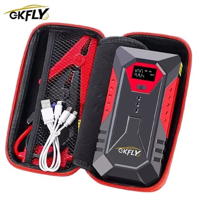 Cherrys Finds - Startkabels Auto - Jumpstarter 12V Accu Booster – Draagbare Powerbank met LED Display – Voor Benzine Auto - Met Grote Powerbank