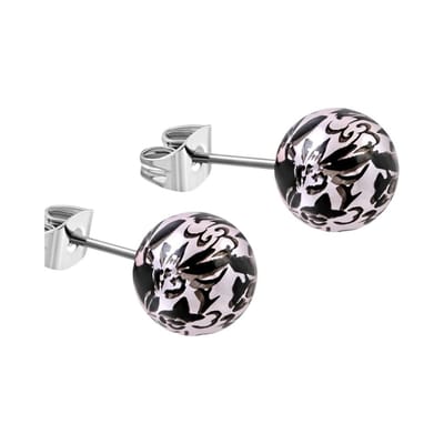 Aramat Jewels | Oorbellen | Ronde Spetter Oorbellen 6mm - Zwart/Roze - Uniek | | | |6mm | Staal | Kinderen, Volwassenen | Verkleurd niet
