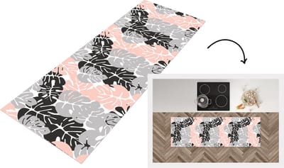 Keukenloper - Loper keuken - Monstera - Pastel - Patronen - Bladeren - 150x50 cm - Keukenloper vinyl