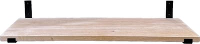 GoudmetHout® Wandplank Industrieel - 40 x 40 cm Muurplank - Eiken Hout - Decoratie Wandrek & Boekenrek - Hangplank Keuken - Wall Shelf + 2 Mat Zwarte Plankdragers van Staal