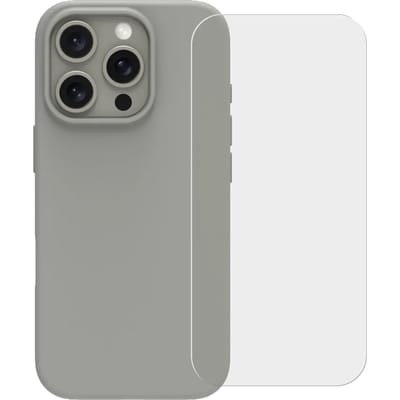 BlueBuilt Back Cover iPhone 16 Pro Grijs + Screenprotector Glas