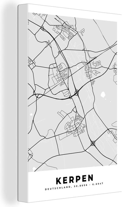 Canvas Schilderij Stadskaart - Plattegrond - Kerpen- Duitsland - Kaart - 20x30 cm - Wanddecoratie