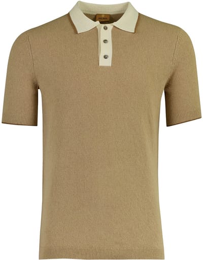 Poloshirt beige Mos Mosh stretch normale fit