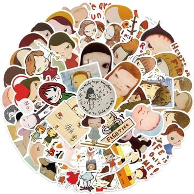 50 stuks Leuke Nara Yoshitomo Cartoon Stickers Decals Decoratie Koffer Scrapbook Telefoon Laptop Kantoorbenodigdheden Coole Kinder Sticker beige