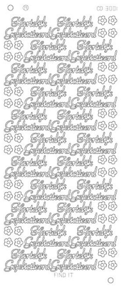Stickervel Hartelijk Gefeliciteerd Goud